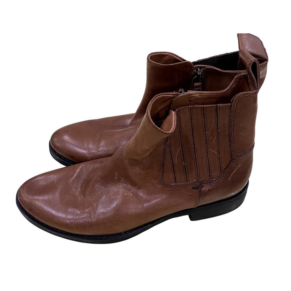 Caramel Brown Leather Franco Sarto Ankle Booties Size 8.5